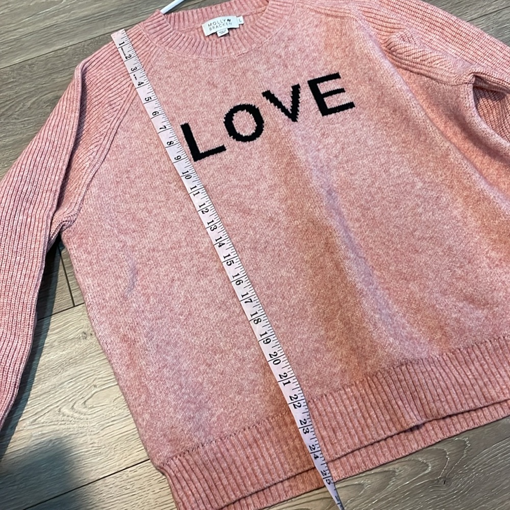 Anthropologie Crew Neck Mollie Bracken LOVE Pink Sweater - Picture 3 of 9